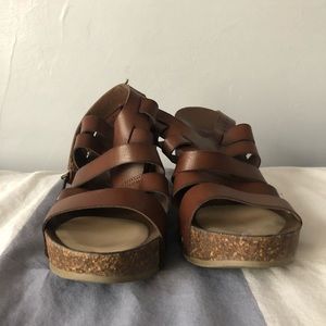 Brown bohemian wedge summer sandal